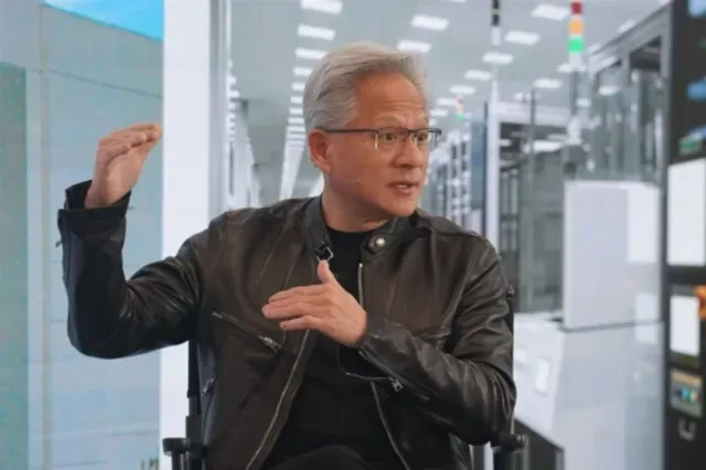 NVIDIA CEO Jensen Huang speaking at the Wistron Texas manufacturing facility